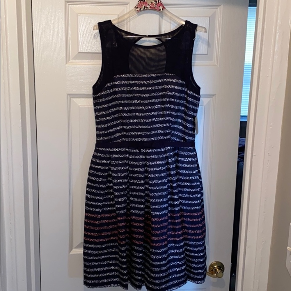 Women’s blue, white, and pink dress